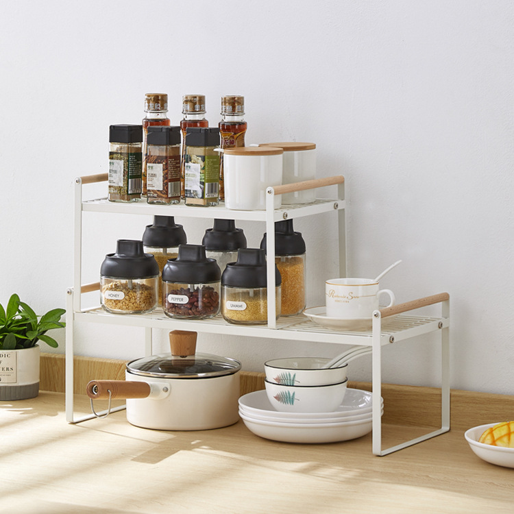가정용 주방 수납 랙 향신료 랙 조리대 공간 절약형 데스크탑 레이어드 스토리지 랙 캐비닛 파티션 레이어드 랙
