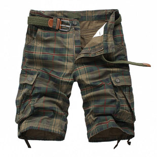 Wholesale Overseas Summer Cargo Shorts Men's Large Size Mid-Pants Men's Plaid Casual 5-Point Pants Summer Jodhpurs for Men