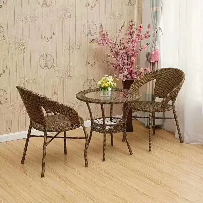 藤椅三件套户外小茶几室内阳台茶椅组合庭院藤编靠背椅子藤几藤艺
