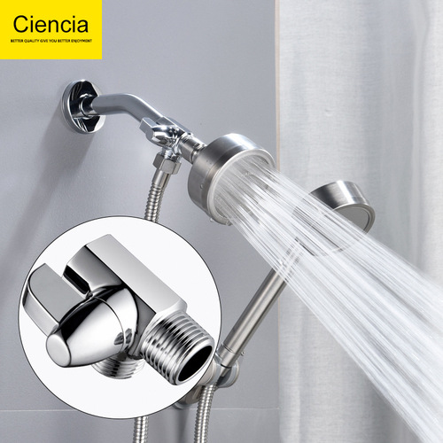 Copper 4-way mixing valve with one inlet and two outlets, shower diverter, shower head adapter, shower faucet adapter, flexible shower hose, shower diverter