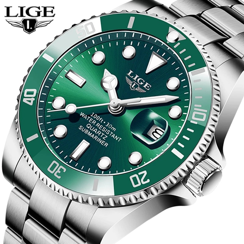 LIGE/LIGE fashion explosion men's watch quartz three pin watch waterproof clock
