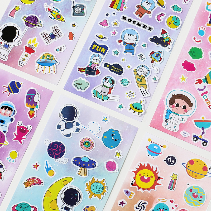 Creativo lindo universo de dibujos animados cielo estrellado serie pegatinas DIY diario decoración del álbum regalo post 6 tipos selección