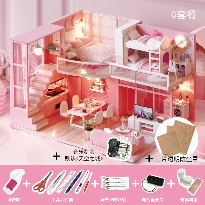 Casa inteligente hecha a mano DIY casa modelo haciendo montado juguetes educativos para niños al por mayor regalos de cumpleaños