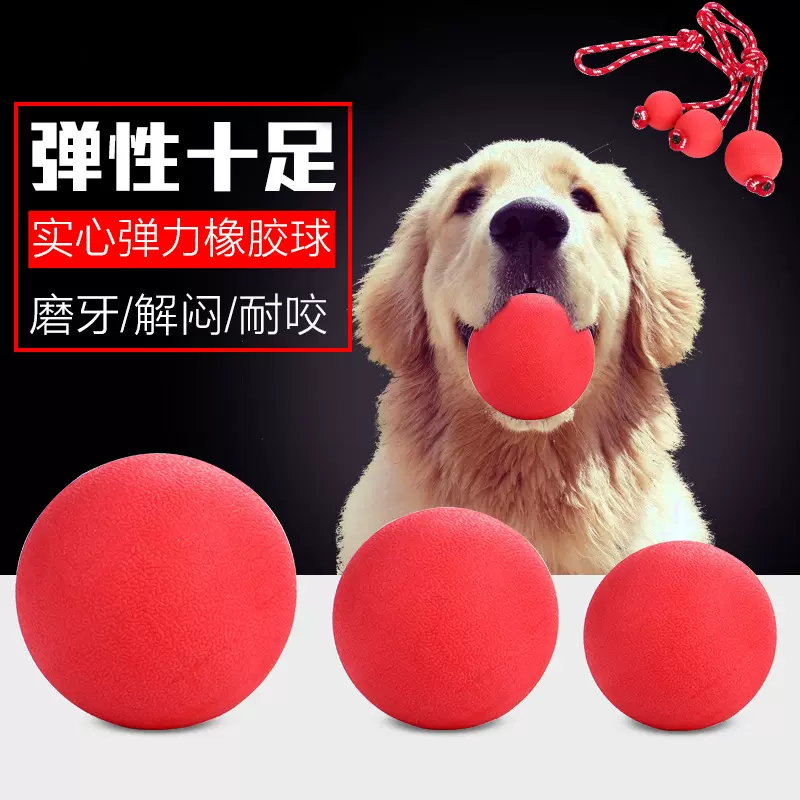 宠物玩具 不烂球实心红色橡胶弹力球狗球 耐咬训狗球训犬球大型犬