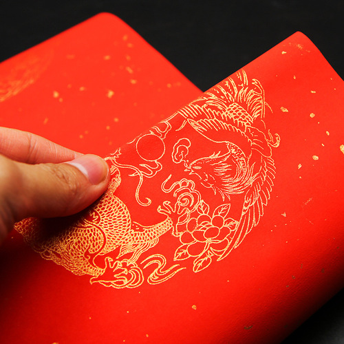 Wannianhong New Year sprinkled with gold rice paper couplets hand written blank five characters and seven words Wannianhong calligraphy spring couplets wholesale