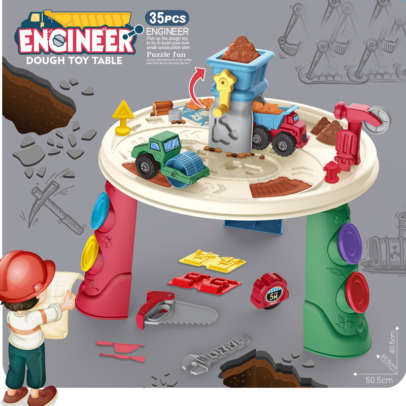 Transfronterizo niños DIY plastilina simulación ingeniería vehículo herramienta de reparación de carreteras juego de mesa de arcilla de colores Casa de arcilla juguete
