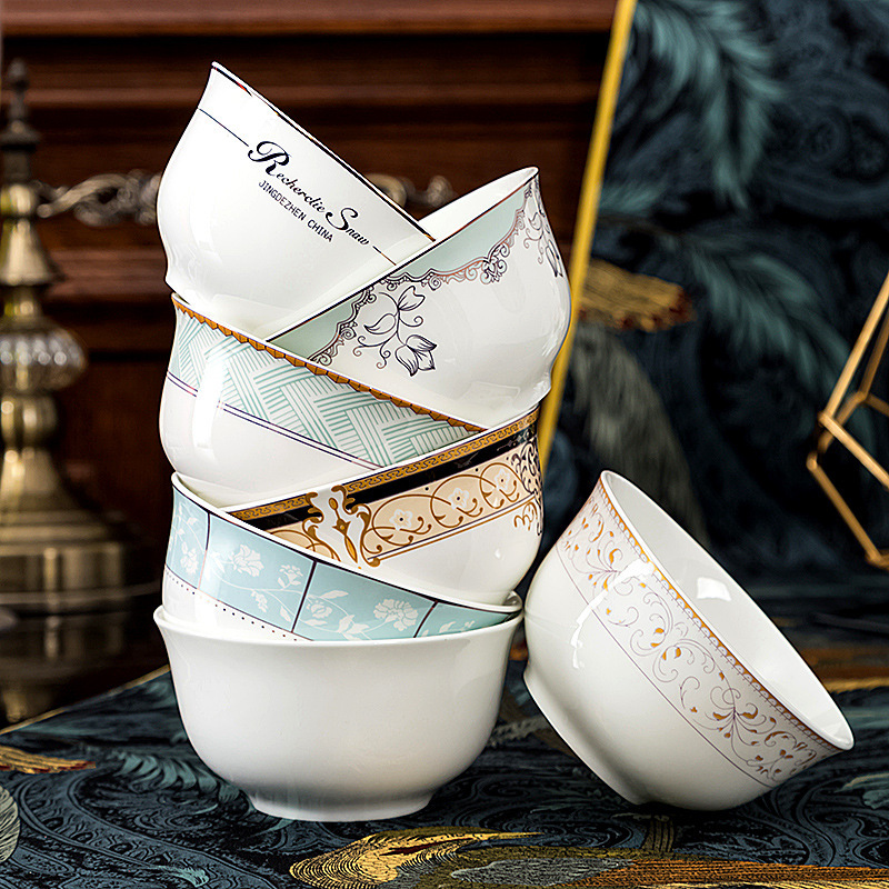 Ceramic Bowl Jingdezhen Ceramic Tableware Soup Bowl Set Bowl Gift Wholesale Household Dishes Rice Bowl Bone China Instant Noodle Bowl Ceramic Bowl Jingdezhen Ceramic Tableware Soup Bowl Set Bowl Gift Wholesale Household Dishes Rice Bowl Bone China Instant Noodle Bowl