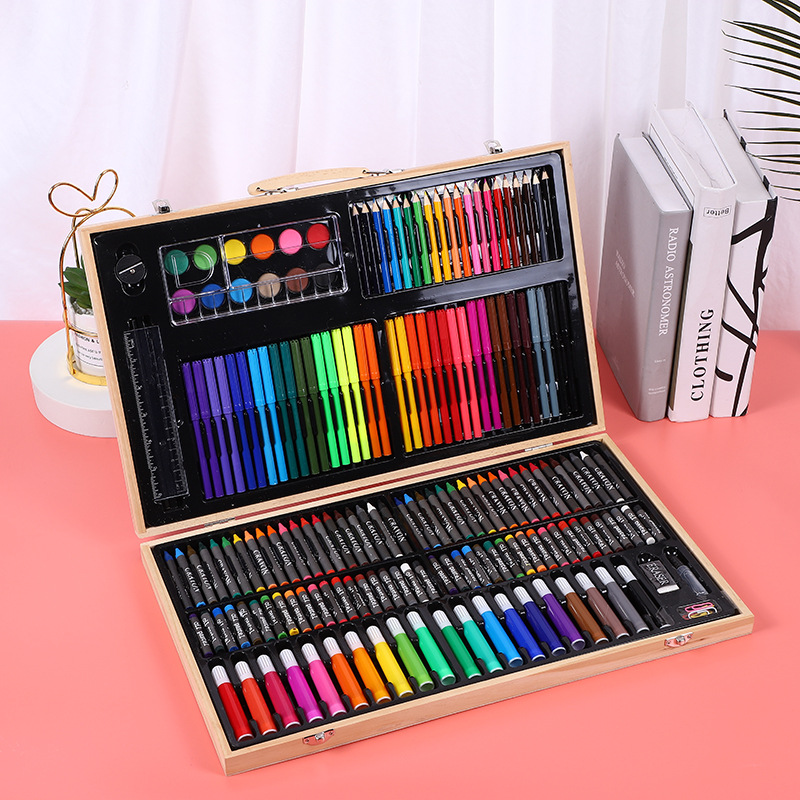 180 caja de madera de color cepillo de los niños pluma de color de agua lavable kindergarten Escuela Primaria estudiante pintura cepillo traje caja de regalo