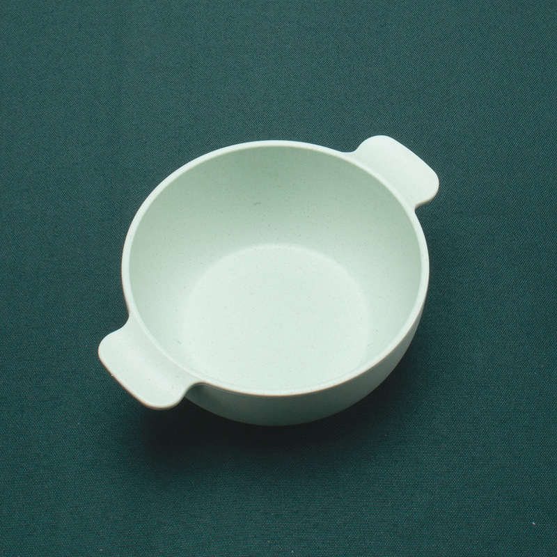 Tazón de arroz de paja de trigo tazón de sopa creativo anti-escaldadura suplemento alimenticio infantil tazón de doble oreja hogar niños vajilla logo