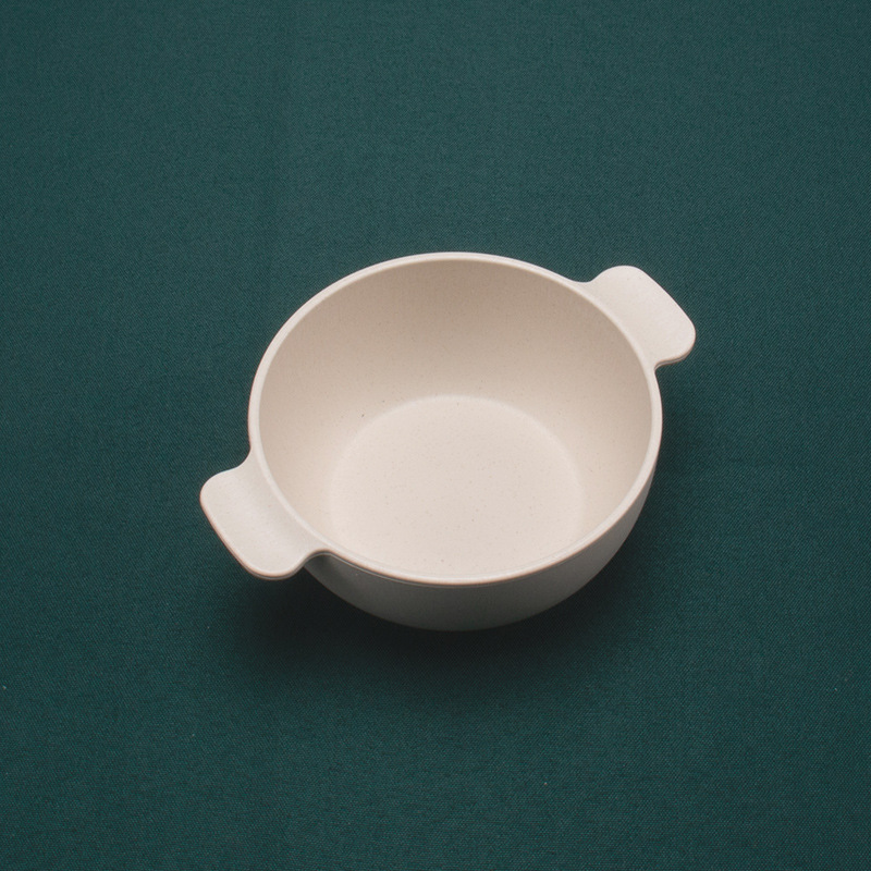 Tazón de arroz de paja de trigo tazón de sopa creativo anti-escaldadura suplemento alimenticio infantil tazón de doble oreja hogar niños vajilla logo
