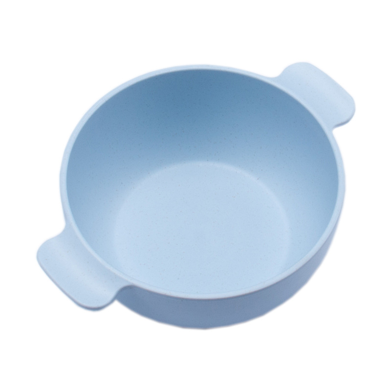 Tazón de arroz de paja de trigo tazón de sopa creativo anti-escaldadura suplemento alimenticio infantil tazón de doble oreja hogar niños vajilla logo