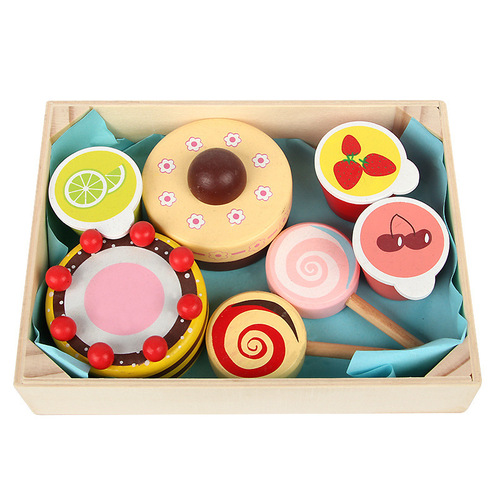 Wooden simulation role-play kitchen cutting fun toy wooden children's wood box fruit and vegetable cutting game