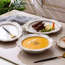 法式复古浮雕宫廷风陶瓷餐具西餐盘汤盘水果沙拉碗咖啡杯碟餐盘