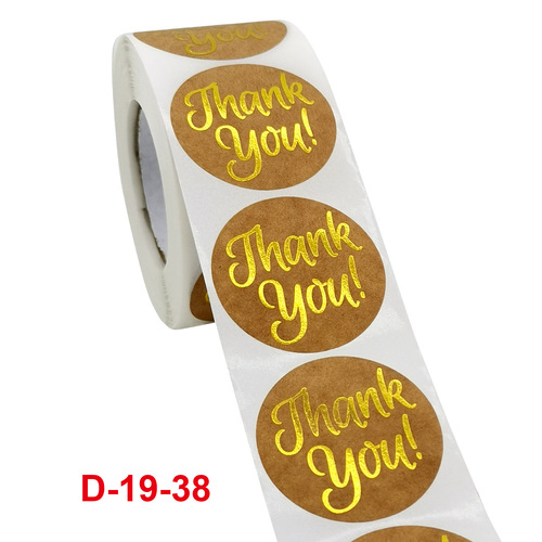 Wholesale Custom Amazon Roll Kraft Paper Gold Foil Thank You Sticker Label 1.5 Inch 