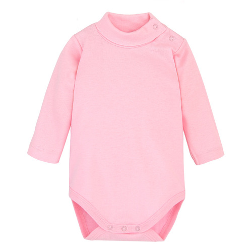 Baby clothes solid color autumn winter high collar long sleeve cotton triangular sleeper baby protective clothing one-piece crawling suit