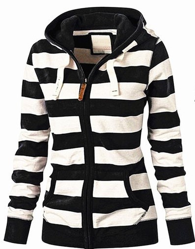 6023 AliExpress Comercio exterior ropa de mujer europea y americana Otoño e Invierno popular con capucha más tamaño manga larga suéter a rayas