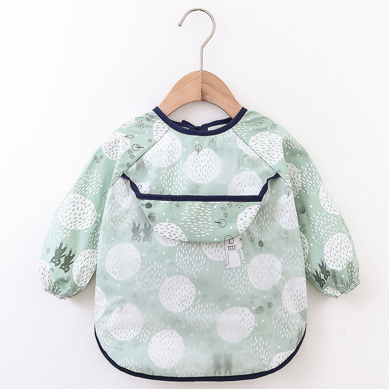 Abrigo para niños primavera y otoño impermeable de manga larga anti-vestirse bebé comiendo ropa delantal niños babero ropa protectora con babero