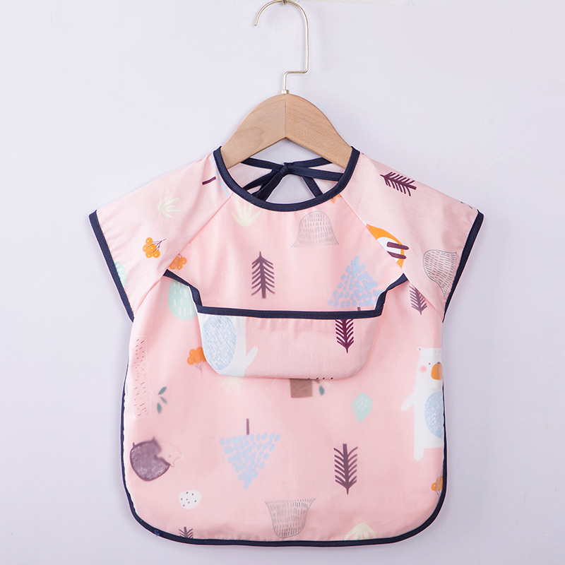 Abrigo para niños primavera y otoño impermeable de manga larga anti-vestirse bebé comiendo ropa delantal niños babero ropa protectora con babero