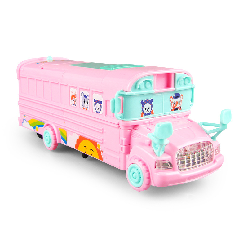 Nuevo eléctrico universal deformación autobús escolar juguete coche música luz simulación autobús modelo de juguete para niños