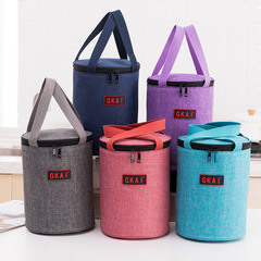 Cation Simple Portable Cylinder Insulated Lunch Box Bag Portable Meal Pack Waterproof Picnic Bag