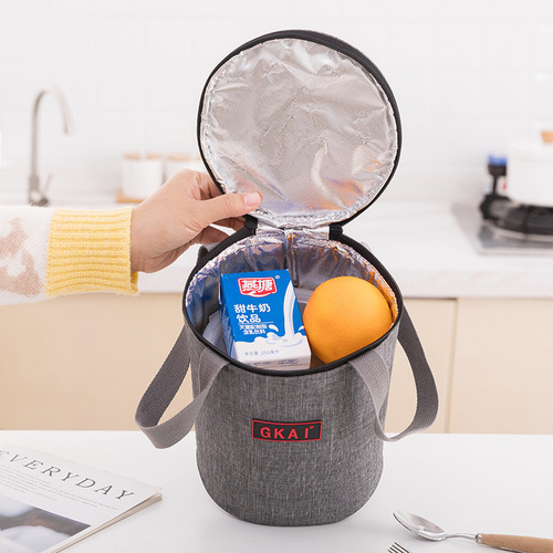 Cation Simple Portable Cylinder Insulated Lunch Box Bag Portable Meal Pack Waterproof Picnic Bag