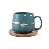 Кружевная золотая серия, матовая золотая кофейная чашка, керамическая чашка для чая с узором из черного и белого золота, деревянная чашка и блюдце с золотой оправой