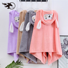 Wholesale Children's Ponchos Bath Towels, Coral Fleece Cartoon Children's Hooded Bath Towels, Soft and Absorbent Baby Bath Towels