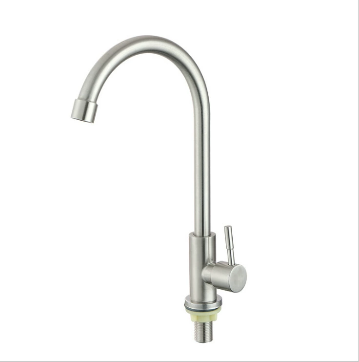 Wall -entry 304 stainless steel brushed kitchen single cold water faucet 360 -degree rotation washing basin water tank kitchen dragon head