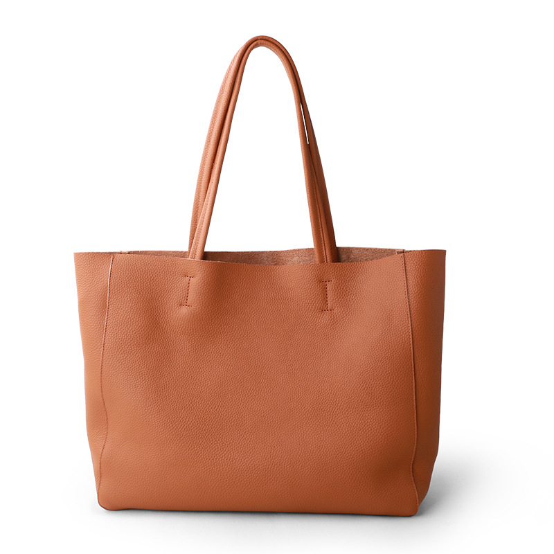 2026 New Women's Top Grain Cowhide Large Capacity Tote Bag Genuine Leather Simple Soft Leather Handbag Shoulder Bag - Thumbnail 7
