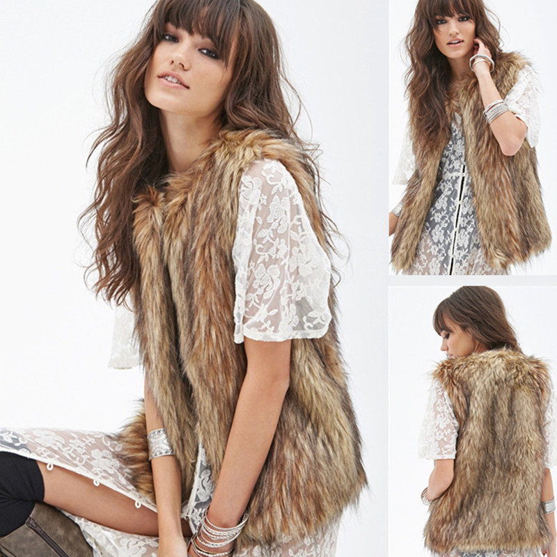 Cross-border Explosions European and American Faux Fur Coat Women's Raccoon Hair Vest Artificial Hair Long Hair Coat Fur Vest Vest
