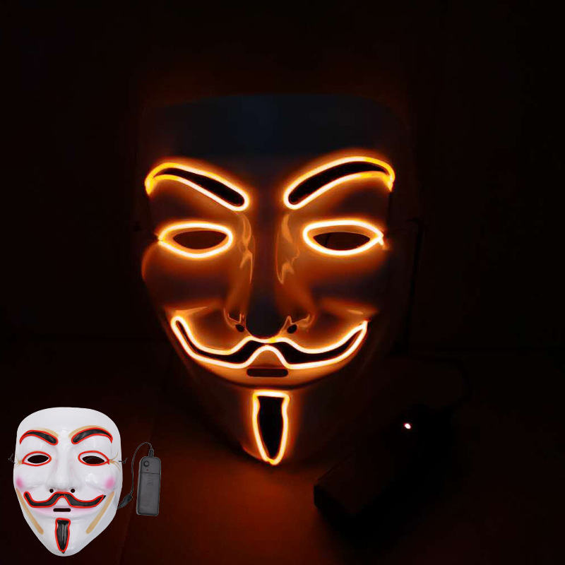Cross-border DIY envío gratuito en forma de V máscara luminosa Halloween carnaval noche fantasma danza adultos hombres y mujeres el fluorescente Decoración