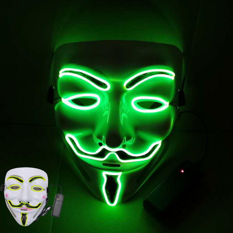 Cross-border DIY envío gratuito en forma de V máscara luminosa Halloween carnaval noche fantasma danza adultos hombres y mujeres el fluorescente Decoración