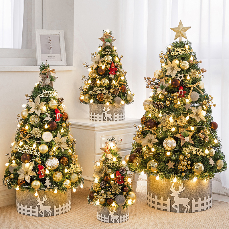 Transfronterizo Hong Kong Heng 60cm mini árbol de Navidad conjunto árbol PVC decoración del hogar Decoración de escritorio de Navidad de oro