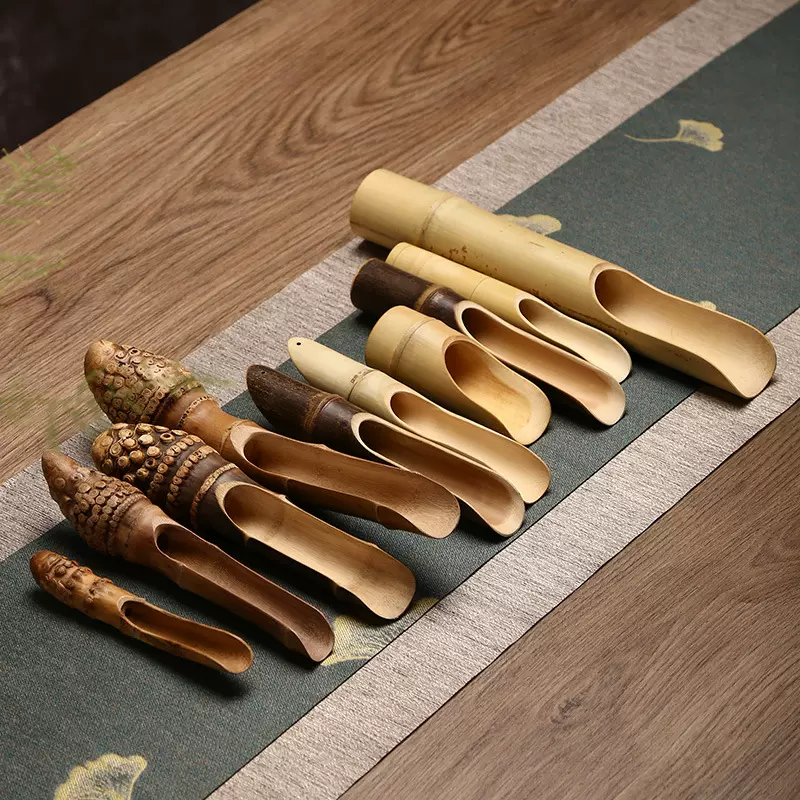 手工竹根茶则竹茶勺茶拨竹制茶铲竹茶匙茶具配件 茶道六君子批发