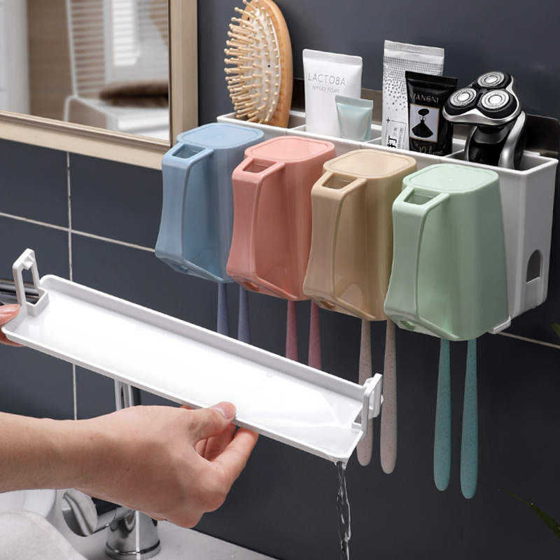 Baño montado en la pared cepillo de dientes titular traje cepillo de dientes titular montado en la pared taza cepillo de dientes taza Baño de almacenamiento