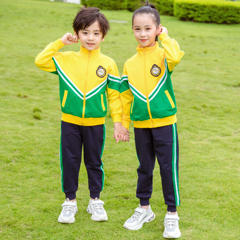 Traje amarillo de dos piezas-ropa de otoño