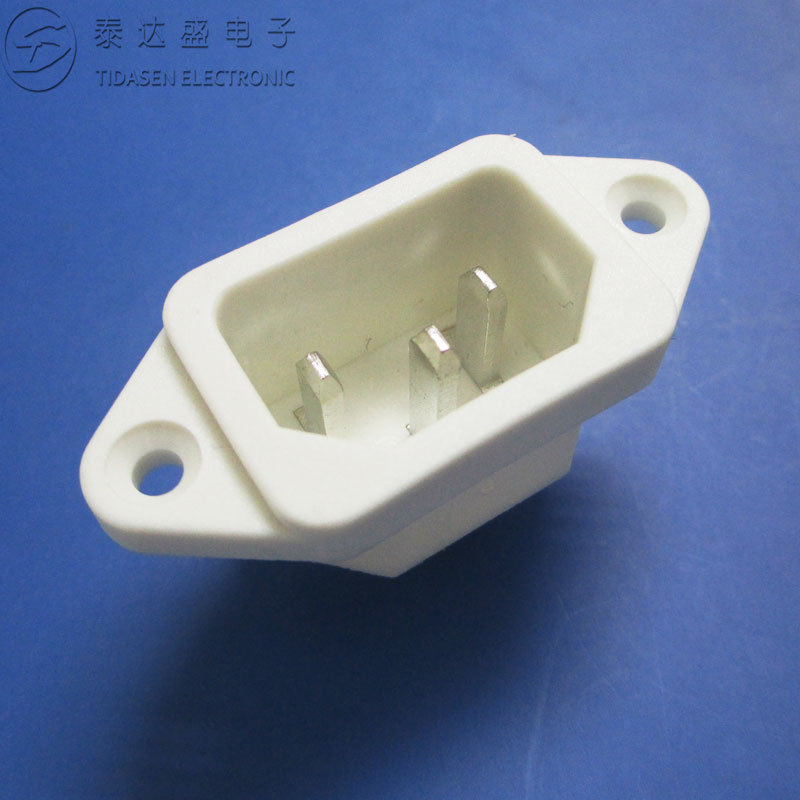 供应白色家电用AC电源插座白色品字三插母座有耳朵全铜DB-14-1