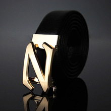 裤子男士头层自动带Z字母扣牛皮裤腰带一件代发扣轻奢风头层牛皮