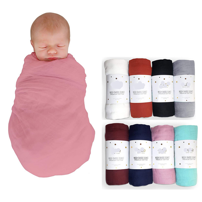 Bamboo cotton dyed wrap towel plain double gauze towel solid color bath towel cart cover blanket Amazon cross-border INS hot sale