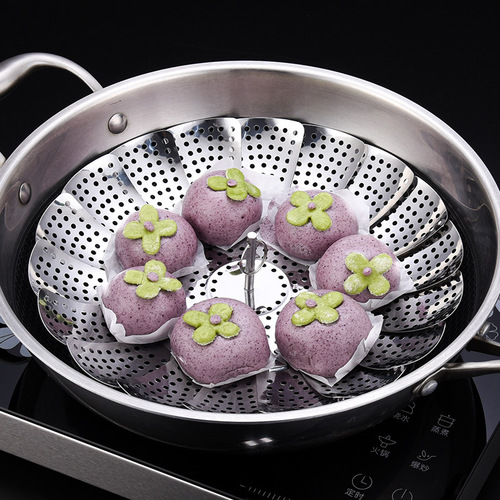 Thickened stainless steel universal steaming rack household small steamed bun steamer rack multi-functional steaming tray folding steaming drawer water-proof steaming vegetable