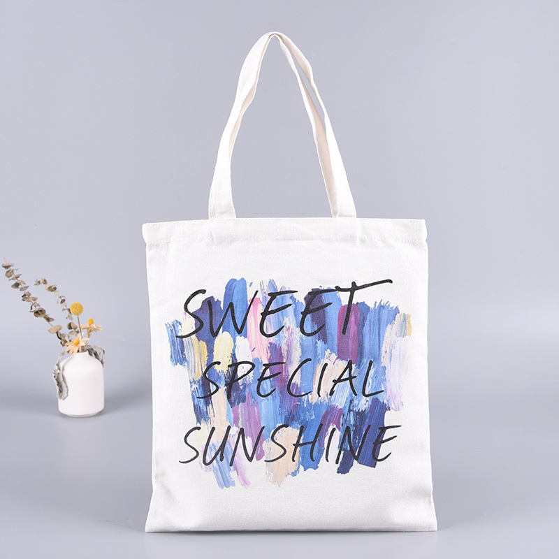 批发广告手提单肩帆布袋 购物棉布袋定 制彩印帆布背包袋可印logo