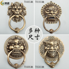 Decorative home double door distressed wooden door lion head antique door knocker animal head handle brass retro door handle