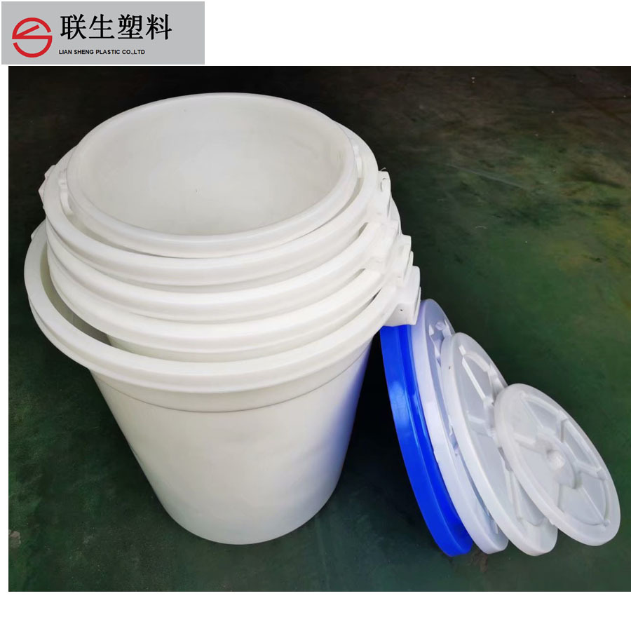 Foshan manufacturers large white bucket large bucket thickened new material food grade plastic large drum with lid with iron ear spot