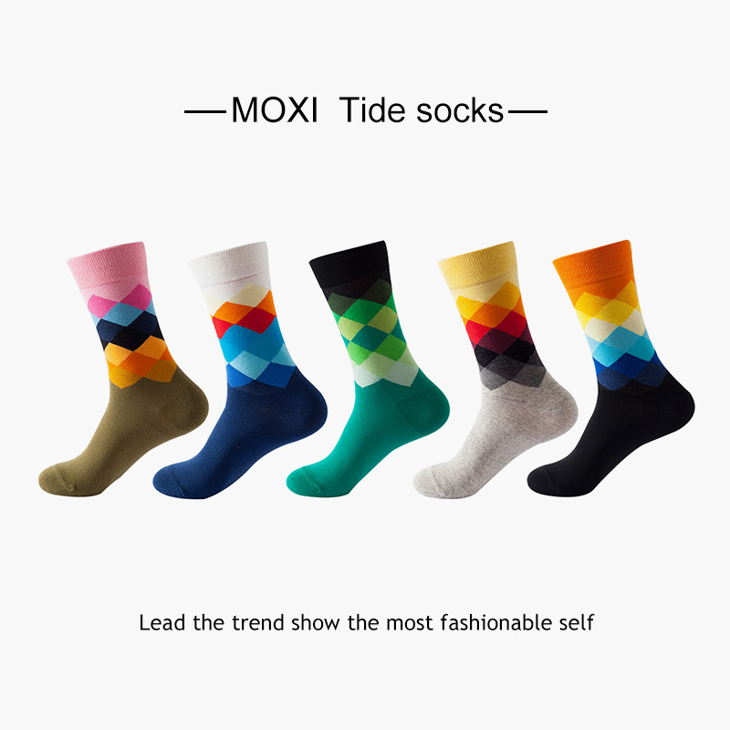 5 pares de calcetines de comercio exterior europeos y americanos calcetines de otoño e invierno para hombres calcetines de media pantorrilla ins par calcetines de moda calcetines de baloncesto de las mujeres al por mayor transfronteriza