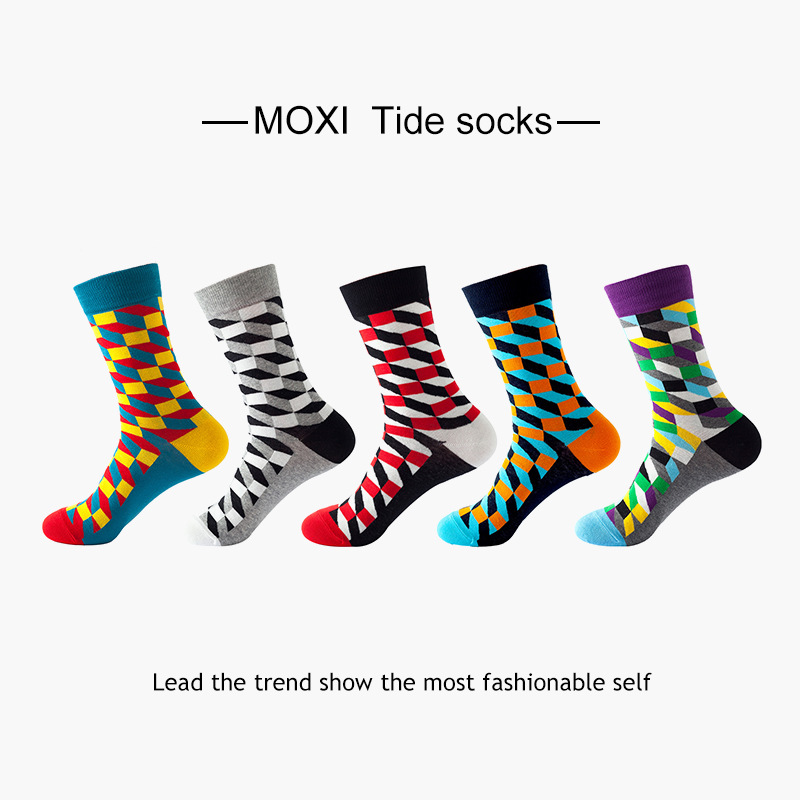 5 pares de calcetines de comercio exterior europeos y americanos calcetines de otoño e invierno para hombres calcetines de media pantorrilla ins par calcetines de moda calcetines de baloncesto de las mujeres al por mayor transfronteriza