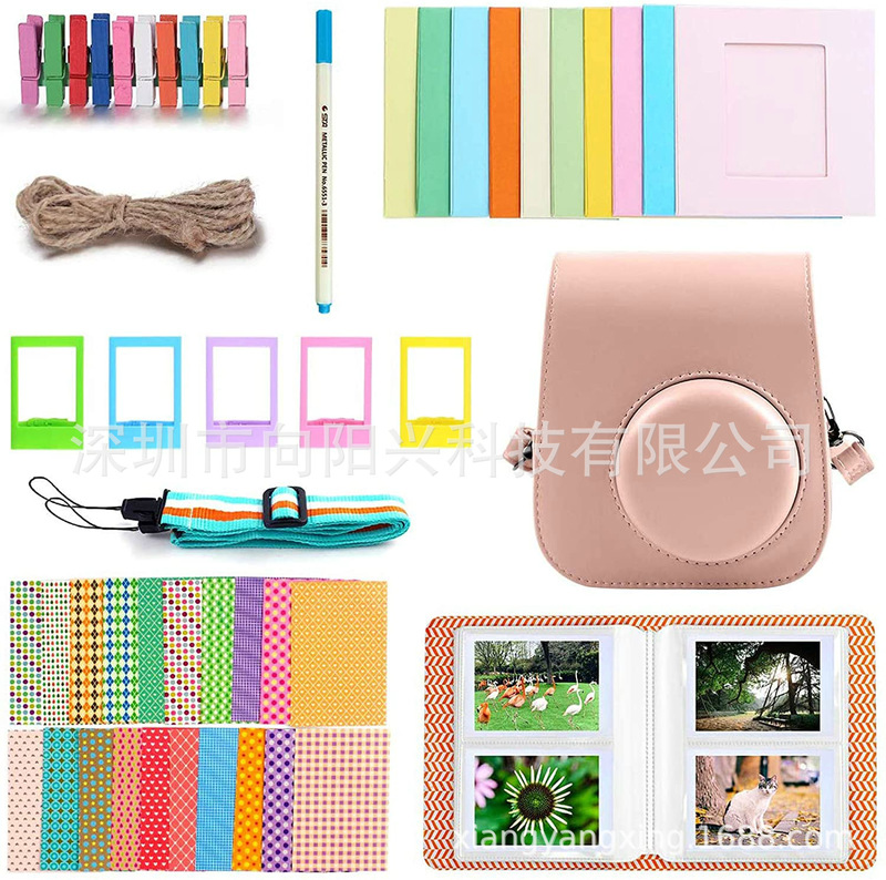 Polaroid Instax Mini 11 accessories suit 8-in-1 camera bag shoulder strap photo album photo frame pink