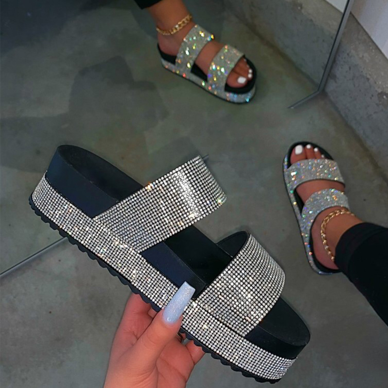 Sandalen in Übergröße für Damen, funkelnde Strass-Designs, beliebte Hausschuhe für formelle und legere Anlässe_voghion.com