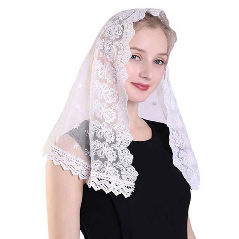  lace scarf, veil, (Cross-border trading), with embroidery translated to Russian