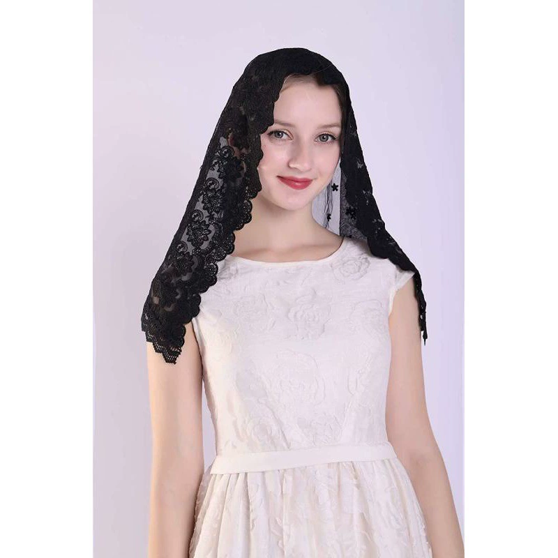  lace scarf, veil, (Cross-border trading), with embroidery translated to Russian