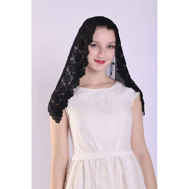  lace scarf, veil, (Cross-border trading), with embroidery translated to Russian